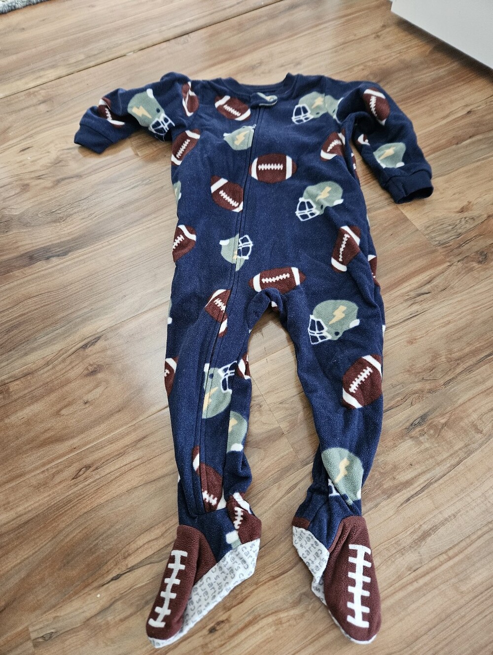 Carters Football Theme Fleece Pajama Footie 24 Months